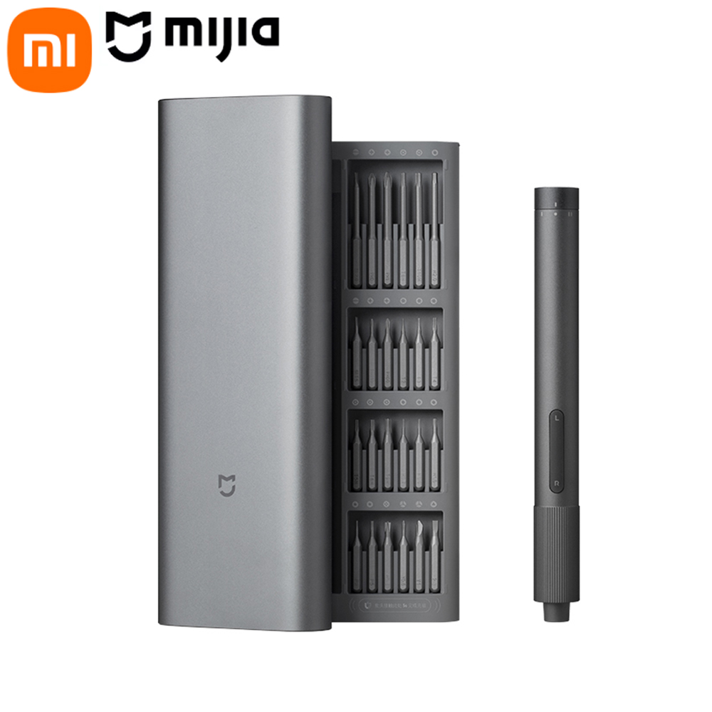 Home Automation Diy Kit - Xiaomi Mijia電動精密ドライバー磁気キット、24種類のネジヘッド付き、スマートホーム、PC、携帯電話の修理用電動工具セット