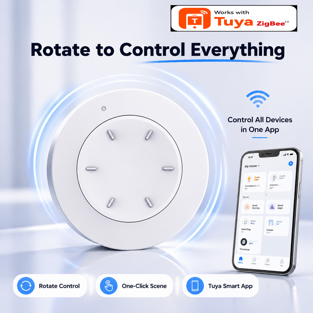 Home Automation Ideas - スマート ZigBee ノブスイッチ Tuya スマートライフ ワイヤレスシーンコントローラーと連携可能