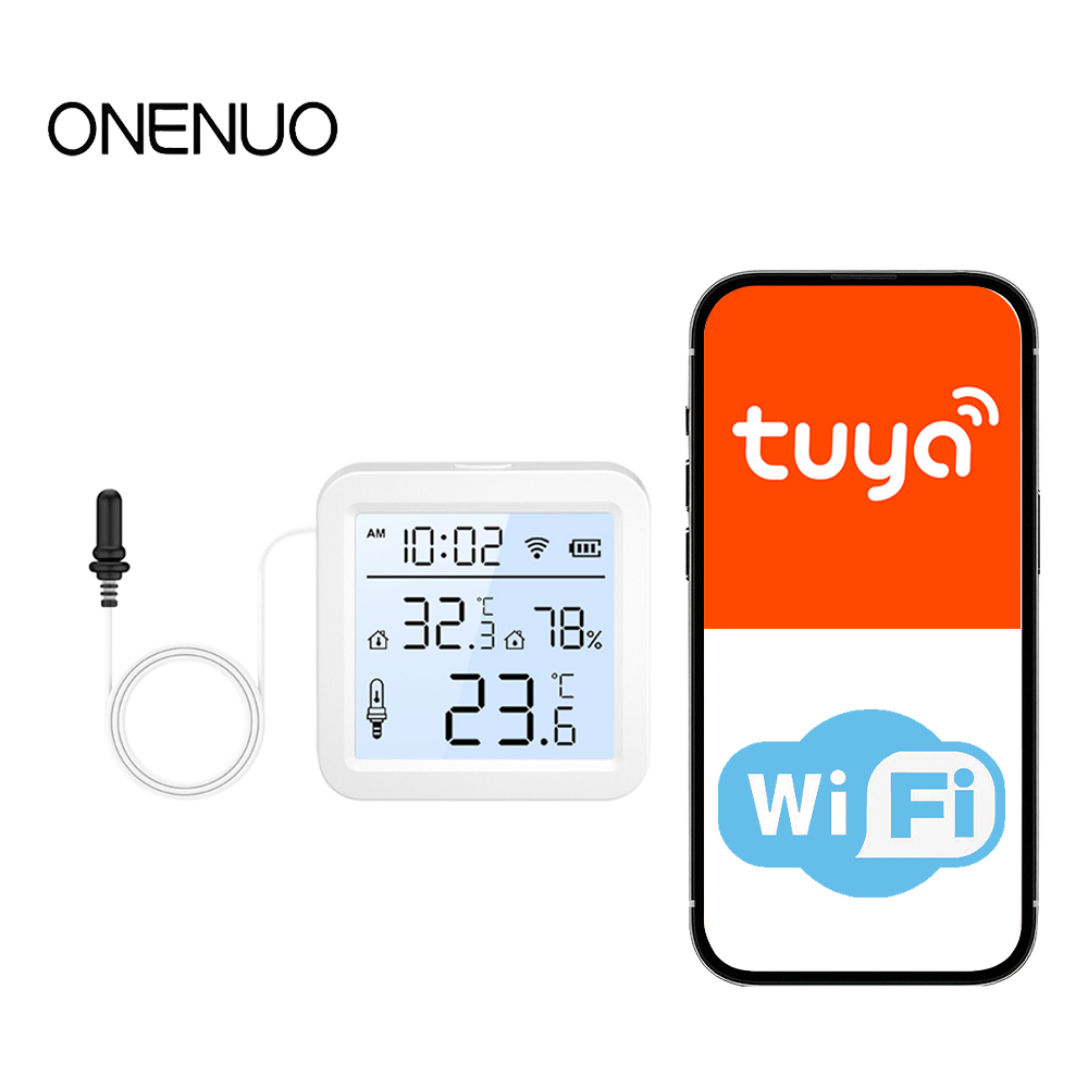 Temperature Humidity Sensor - 外部プローブ付きWiFi湿度温度センサー、屋内/屋外用Tuyaスマート温度計、スマートホームアプリ監視用