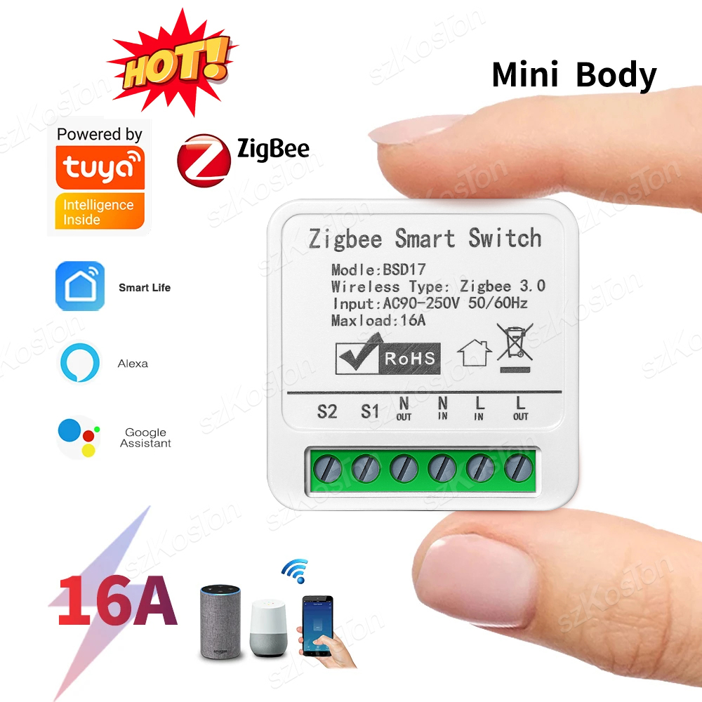 Smart Home Automation Diy - 16A Tuya ZigBeeスマートスイッチモジュール スマートホームオートメーション ミニDIYブレーカーリレー Alexa、Googleスマートライフアプリ対応