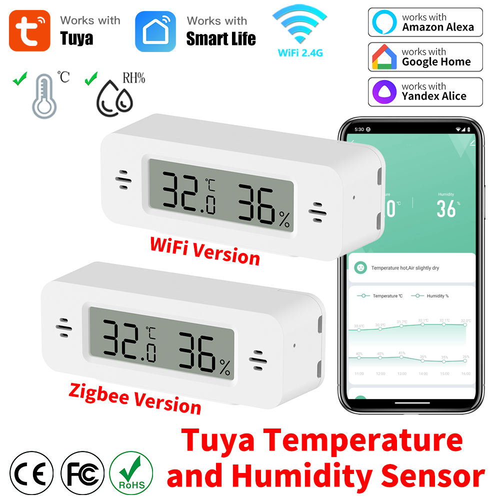 Tuya WiFi/Zigbee 温度湿度センサー スマート - Home Automation Ideas のレビューと価格