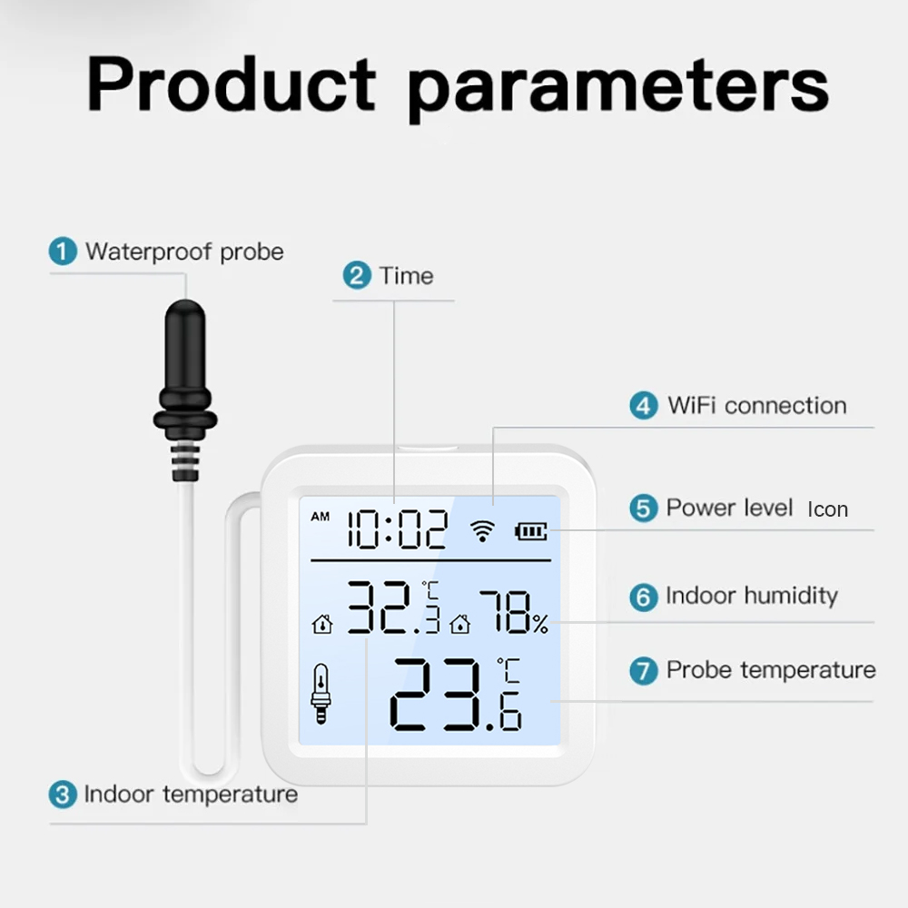 外部プローブ付きWiFi湿度温度センサー、屋内/屋外用Tuy - Temperature Humidity Sensor のレビューと価格