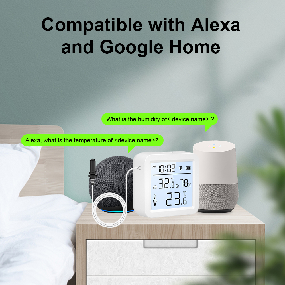 外部プローブ付きWiFi湿度温度センサー、屋内/屋外用Tuy - Temperature Humidity Sensor のレビューと価格
